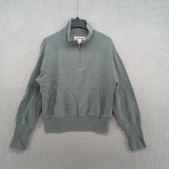 Rivet & Thread Sweater Womens Small Dusty Green Pullover 1/4 Zip Crop Madewell - Picture 1 of 8